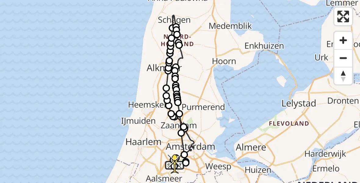 Routekaart van de vlucht: Politieheli naar Schiphol, Loevesteinse Randweg