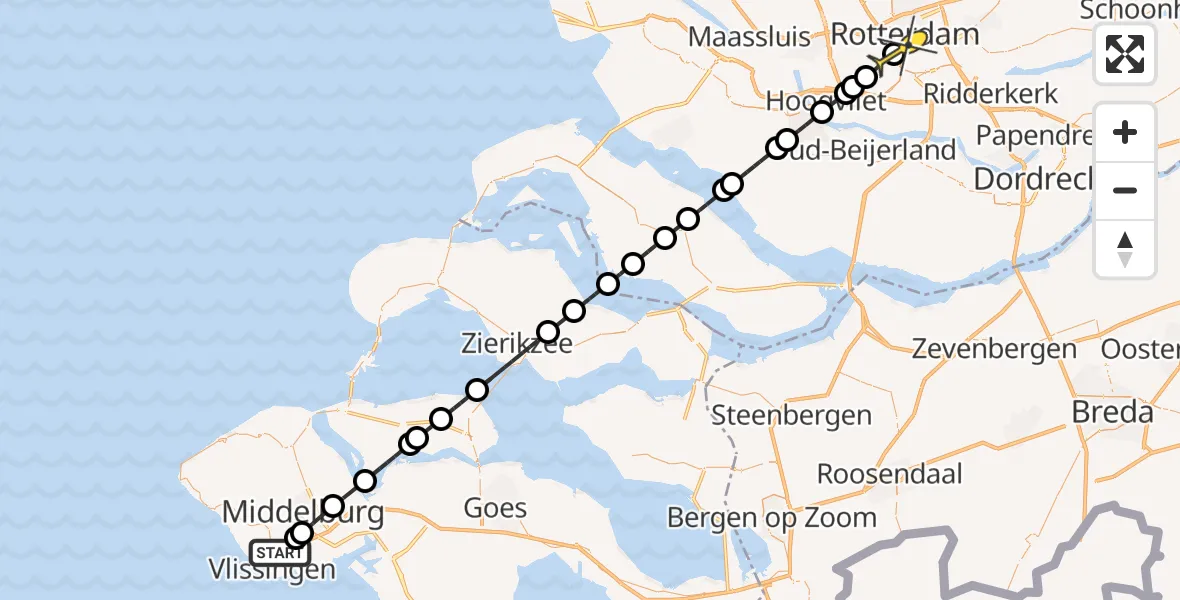 Routekaart van de vlucht: Lifeliner 2 naar Erasmus MC, Nieuwe Vlissingseweg