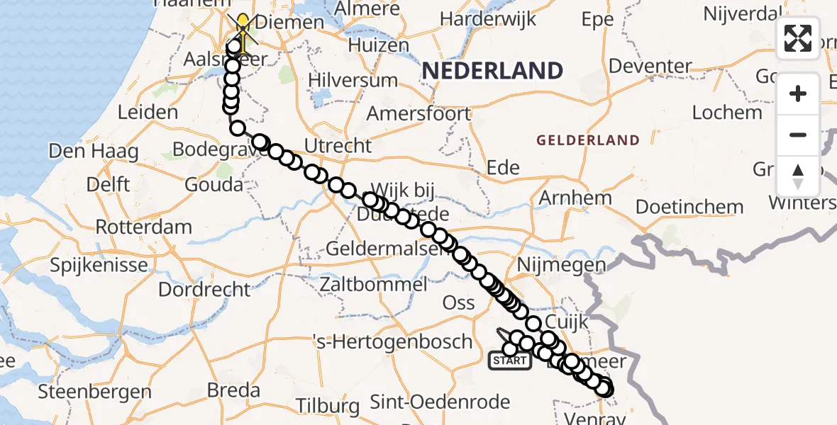 Routekaart van de vlucht: Politieheli naar Schiphol, Houtvennen