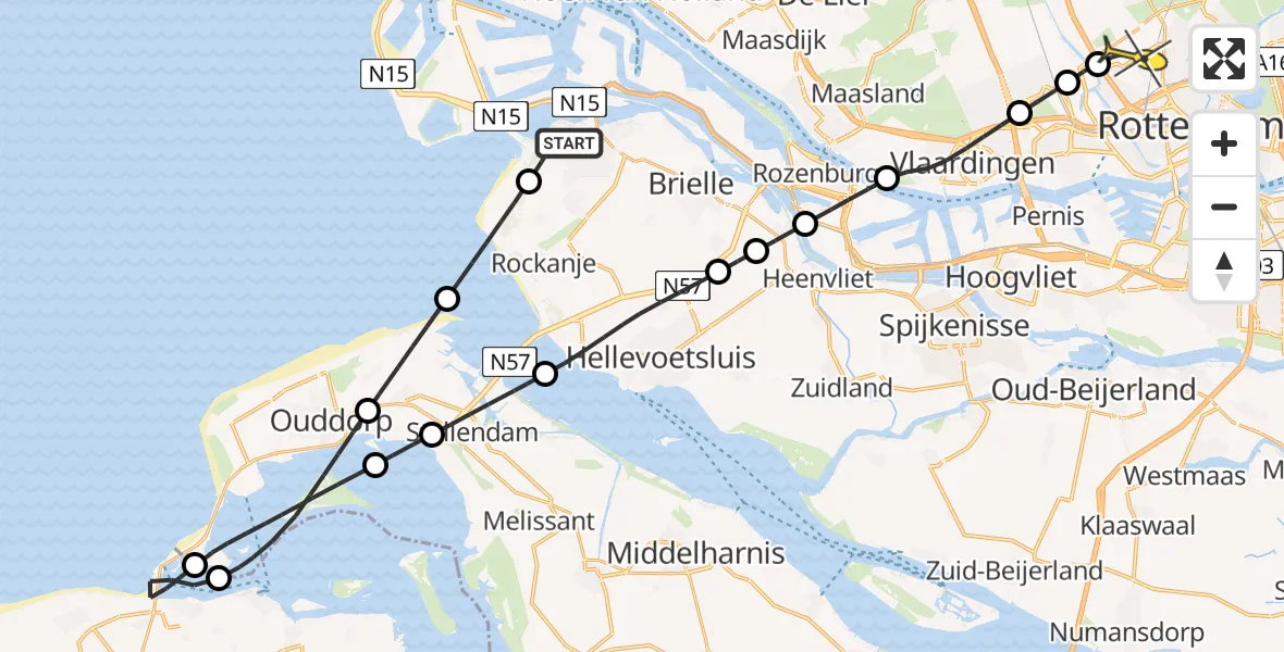 Routekaart van de vlucht: Lifeliner 2 naar Rotterdam The Hague Airport, Vliegveldpad
