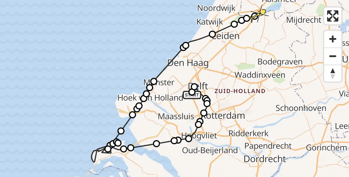 Routekaart van de vlucht: Politiehelikopter naar Weteringbrug, Tanthofkade