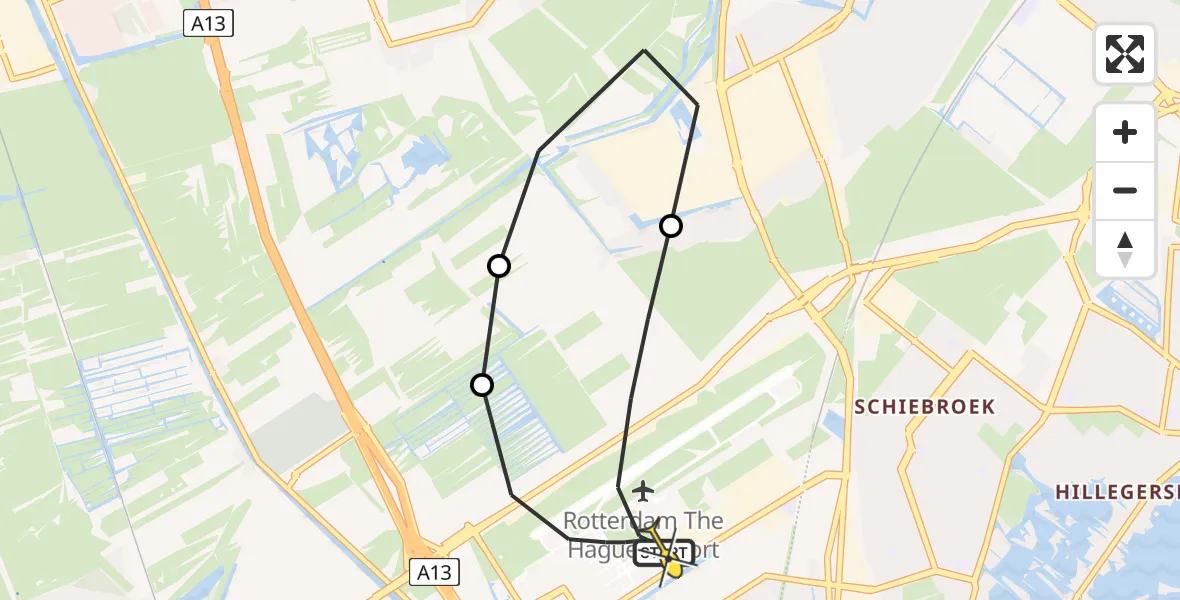 Routekaart van de vlucht: Lifeliner 2 naar Rotterdam The Hague Airport, A16 Rotterdam