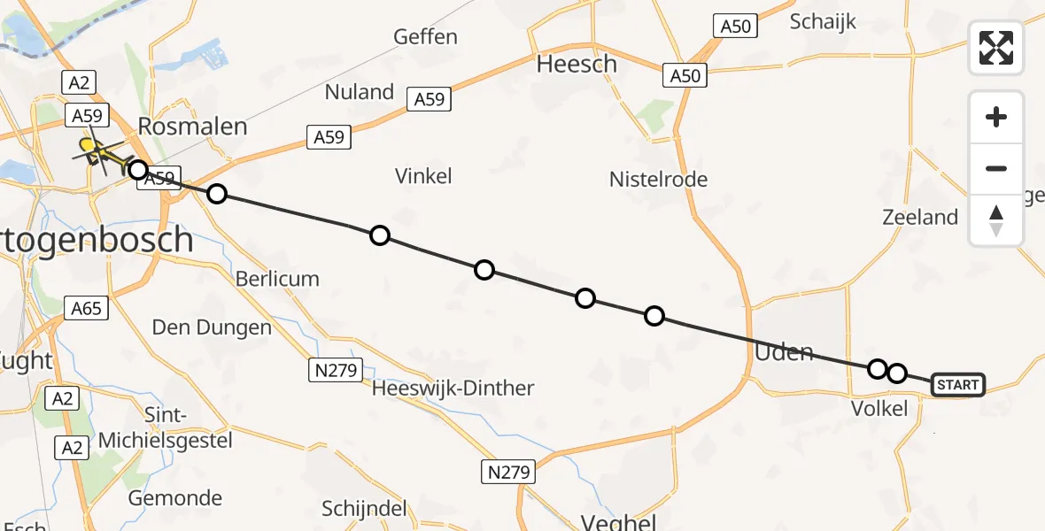 Routekaart van de vlucht: Lifeliner 3 naar 's-Hertogenbosch, Venstraat