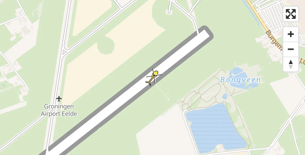 Vluchtroute Ambulancehelikopter van Groningen Airport Eelde naar Groningen Airport Eelde