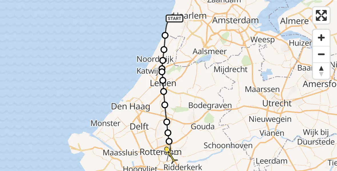 Routekaart van de vlucht: Lifeliner 2 naar Rotterdam, Duinpieperpad