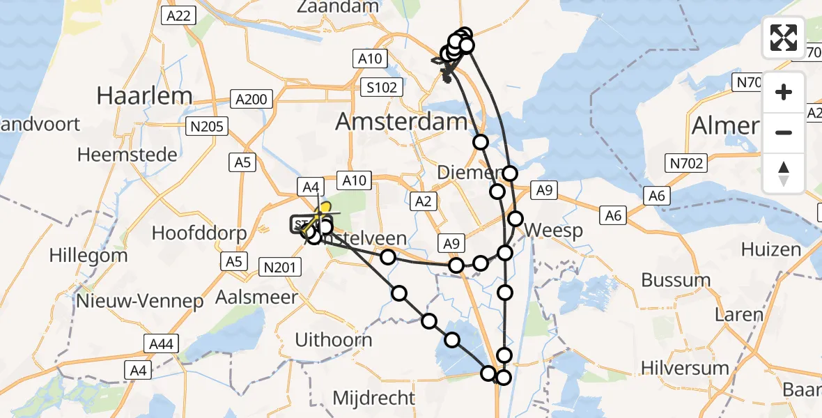 Routekaart van de vlucht: Politieheli naar Schiphol, Velopad