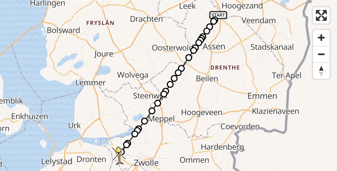 Routekaart van de vlucht: Lifeliner 4 naar Kampen, Vissersweg