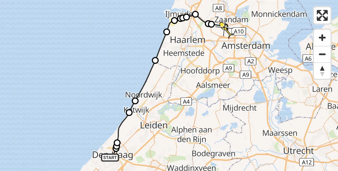 Routekaart van de vlucht: Traumaheli naar Amsterdam Heliport, Netjus eiland