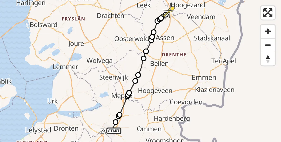 Routekaart van de vlucht: Lifeliner 4 naar Groningen Airport Eelde, Floresstraat