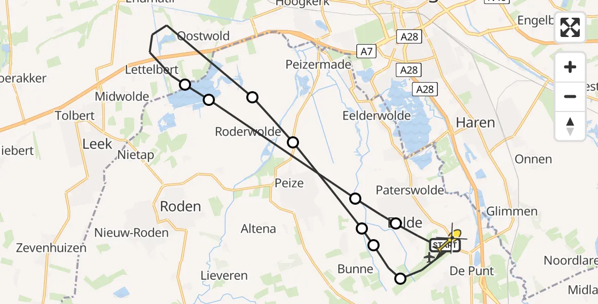 Routekaart van de vlucht: Lifeliner 4 naar Groningen Airport Eelde, Eskampenweg