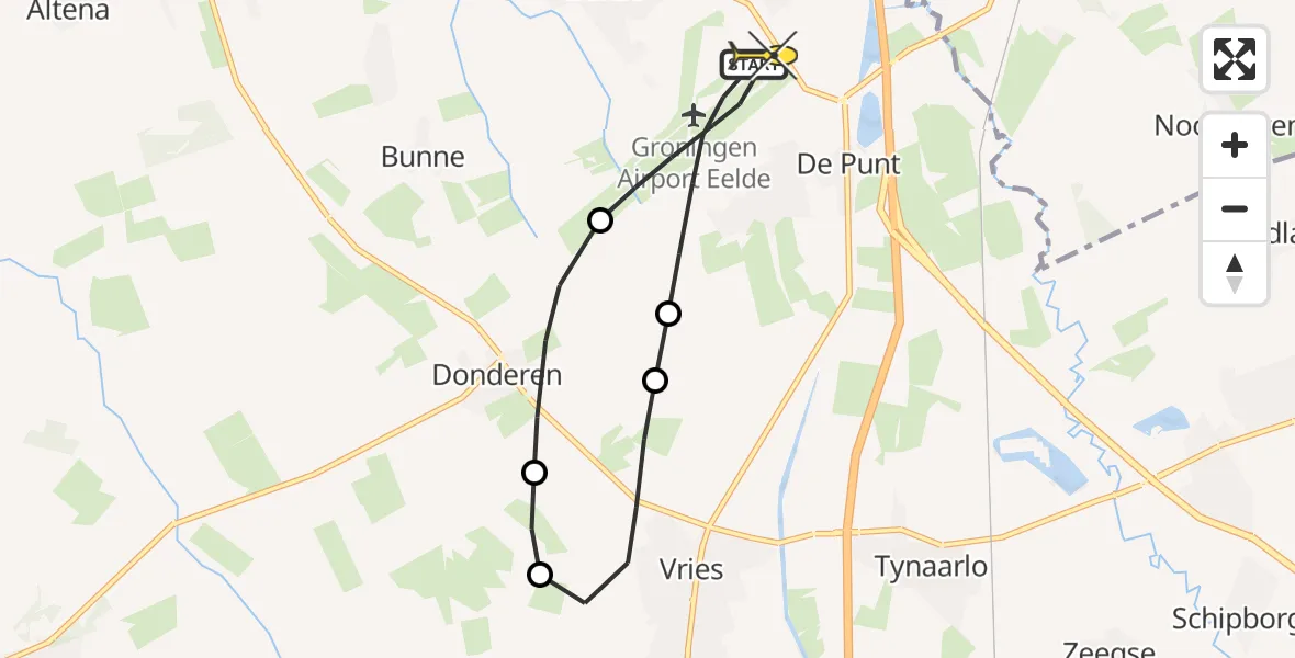 Routekaart van de vlucht: Lifeliner 4 naar Groningen Airport Eelde, Moespot