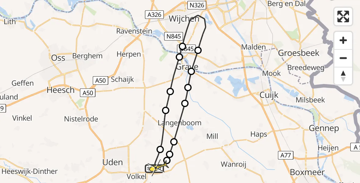 Routekaart van de vlucht: Lifeliner 3 naar Vliegbasis Volkel, Houtvennen