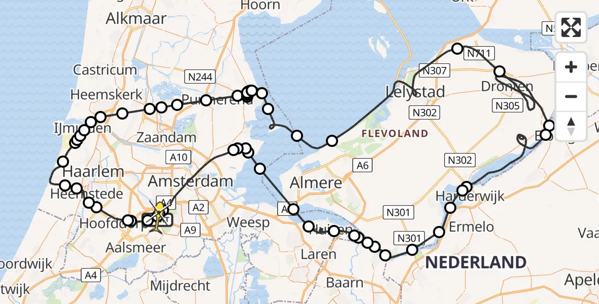 Routekaart van de vlucht: Politieheli naar Schiphol, Thermiekstraat