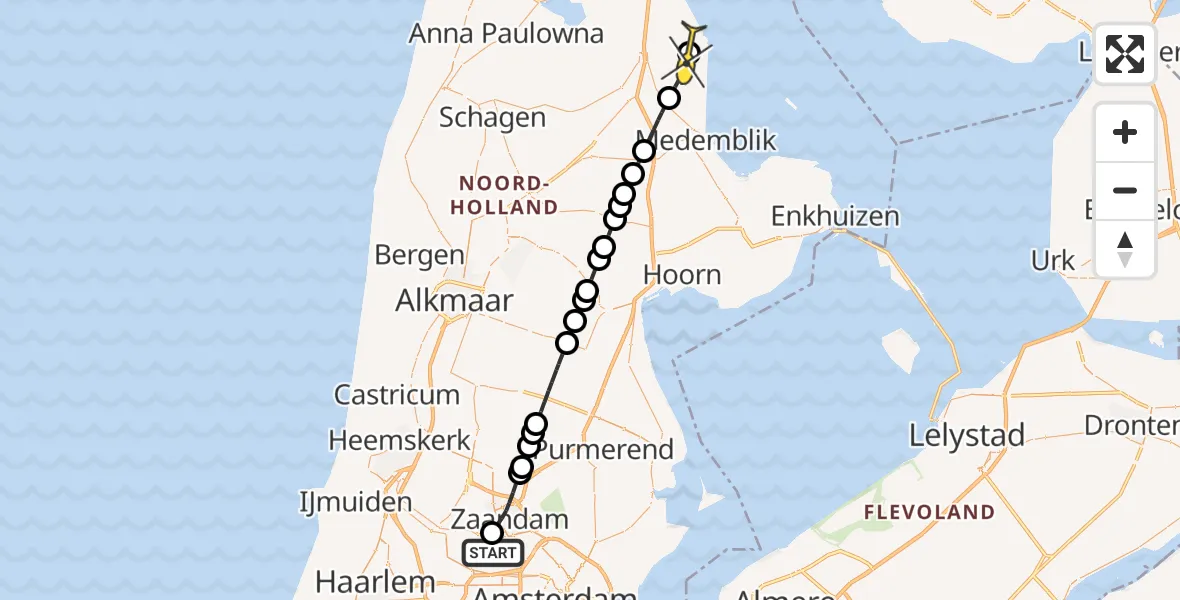 Routekaart van de vlucht: Traumaheli naar Kreileroord, Rechte Tocht