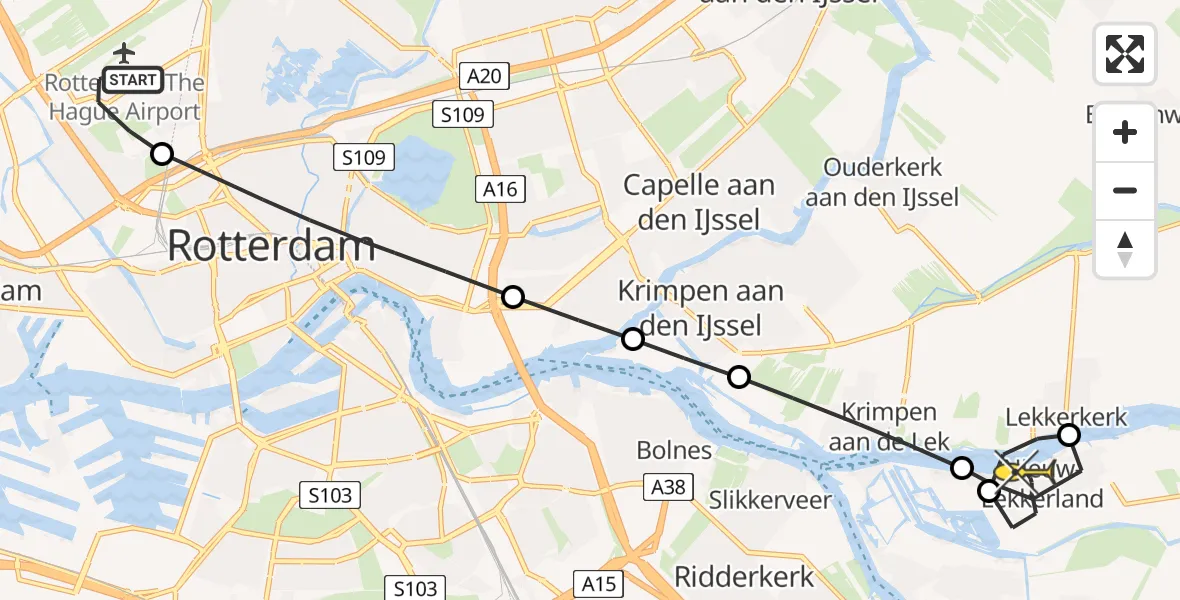 Routekaart van de vlucht: Lifeliner 2 naar Nieuw-Lekkerland, Tegelplaats