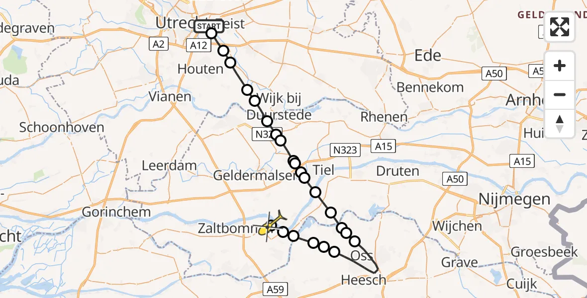 Routekaart van de vlucht: Lifeliner 3 naar Hurwenen, Rijnsoever