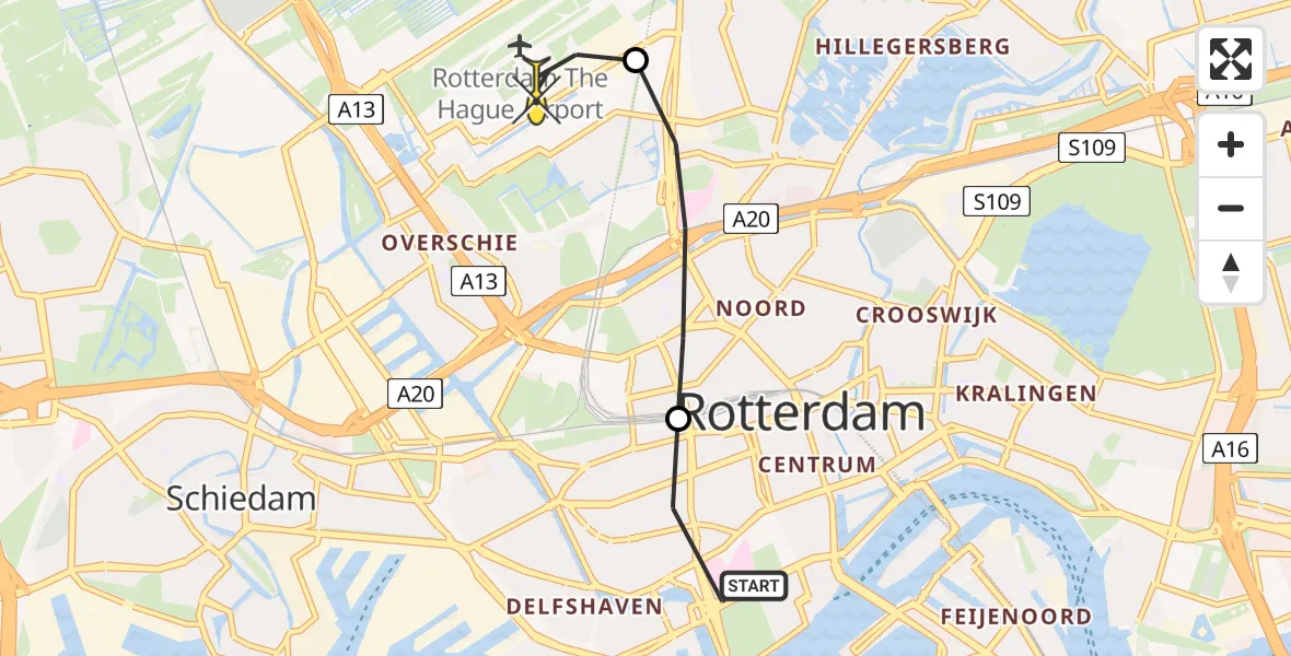 Routekaart van de vlucht: Lifeliner 2 naar Rotterdam The Hague Airport, Jan van Vuchtstraat