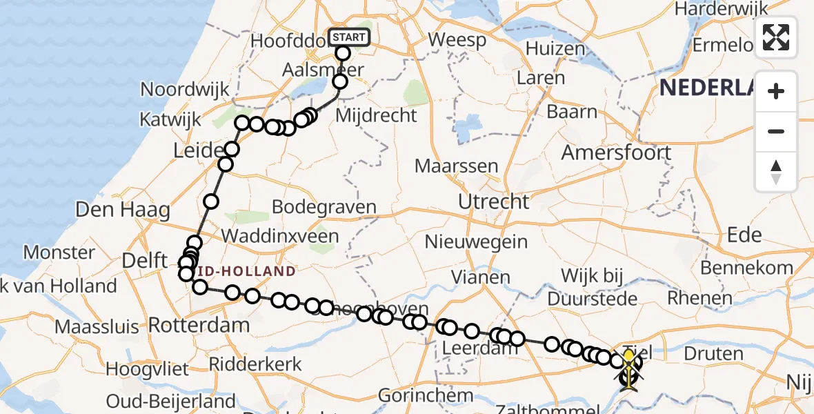 Routekaart van de vlucht: Politieheli naar Zennewijnen, Westerkimweg