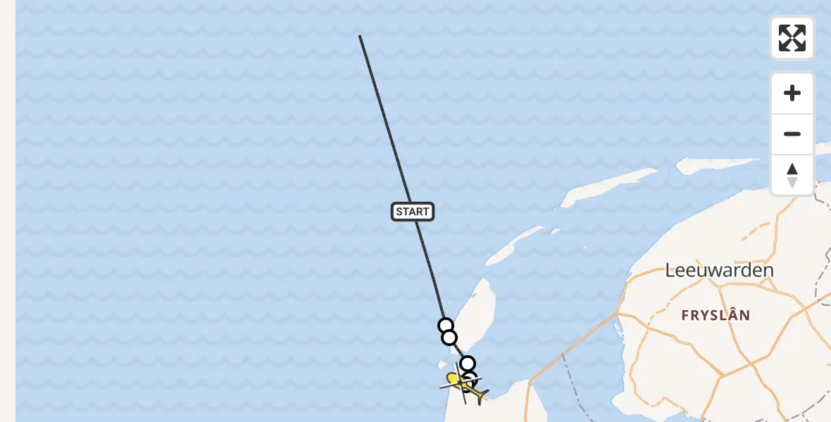 Routekaart van de vlucht: Kustwachthelikopter naar Vliegveld De Kooy, Luchthavenweg