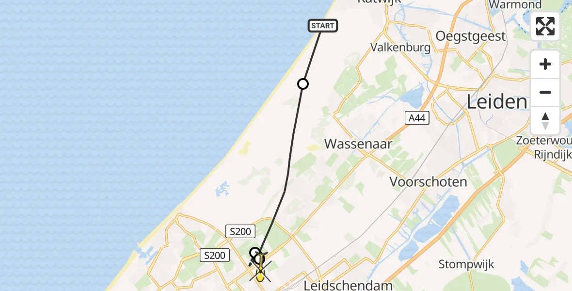 Routekaart van de vlucht: Politieheli naar Den Haag, Berkheide