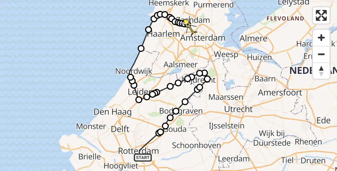 Routekaart van de vlucht: Traumaheli naar Amsterdam Heliport, Otto Reuchlinweg