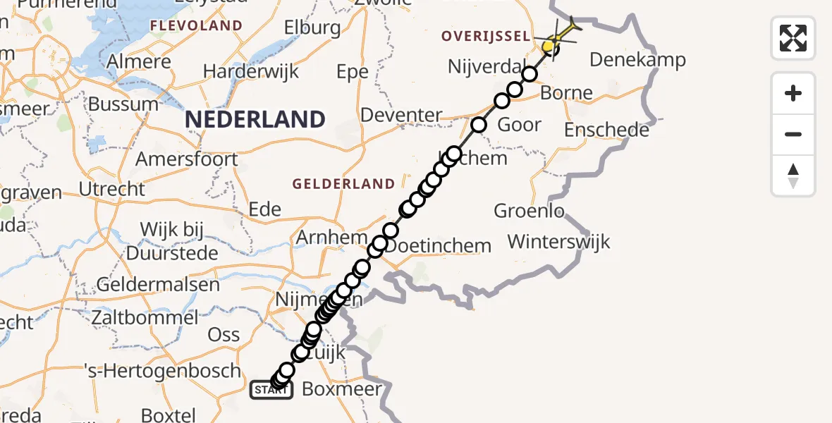 Routekaart van de vlucht: Lifeliner 3 naar Geesteren, Zeelandsedijk