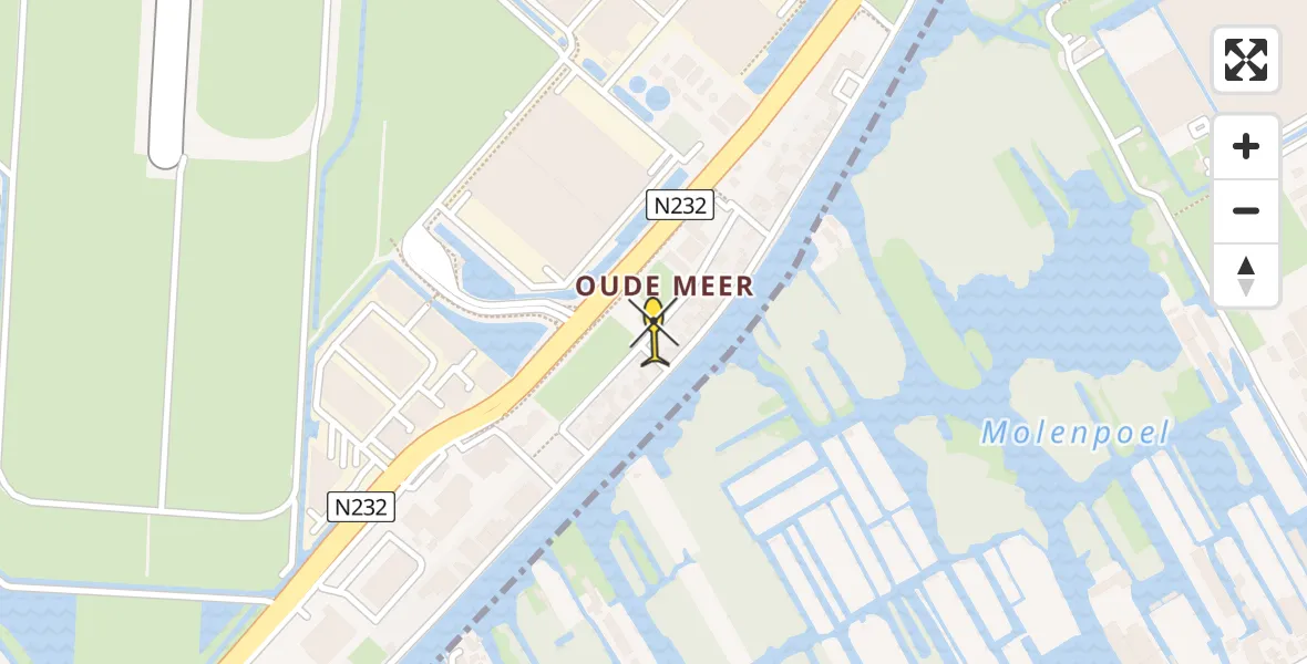 Routekaart van de vlucht: Politiehelikopter naar Oude Meer