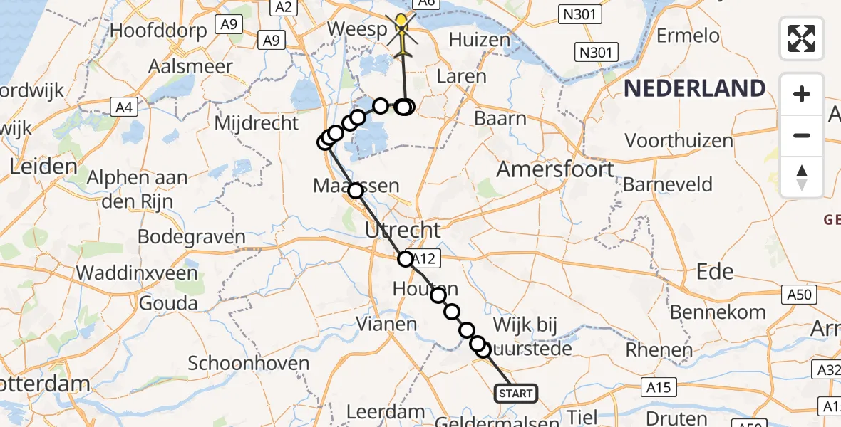 Routekaart van de vlucht: Politieheli naar Naarden, Oude Delsteeg