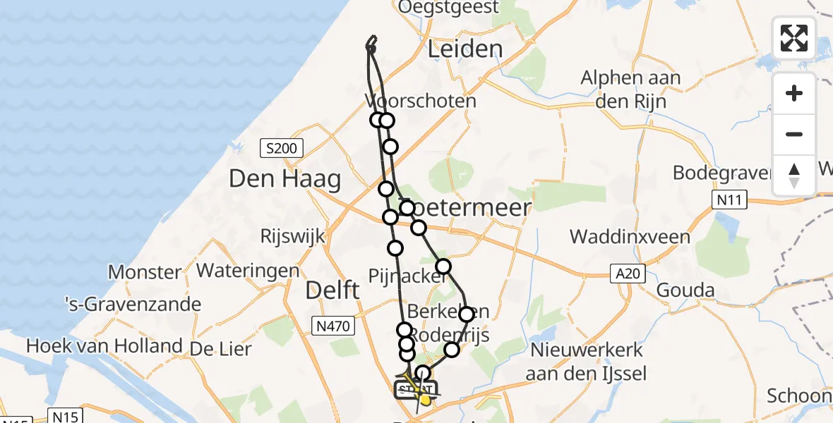 Routekaart van de vlucht: Lifeliner 2 naar Rotterdam The Hague Airport, Oude Bovendijk