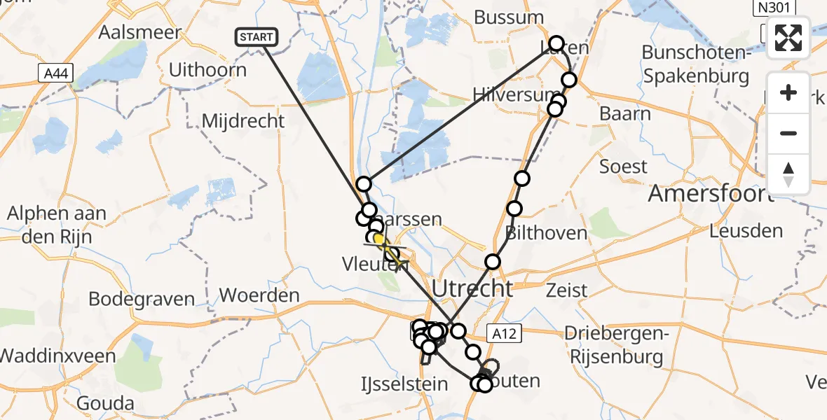 Routekaart van de vlucht: Politieheli naar Utrecht, Reigerskamp