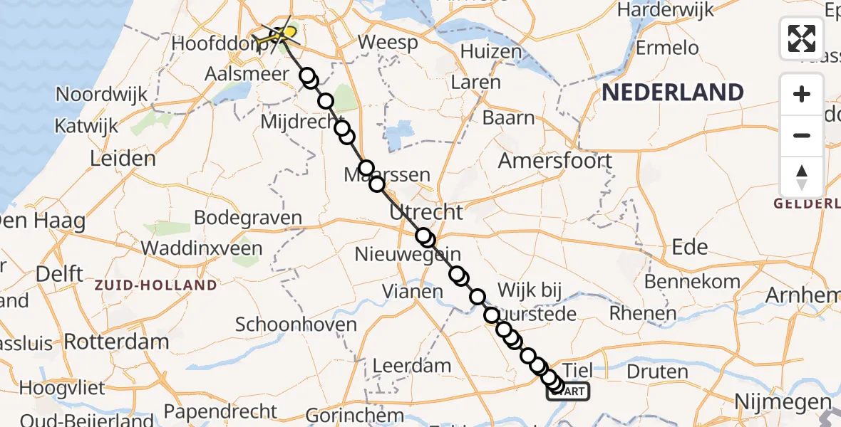 Routekaart van de vlucht: Politieheli naar Schiphol, Maatsestraat