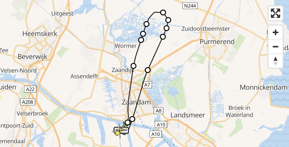 Routekaart van de vlucht: Traumaheli naar Amsterdam Heliport, Elbaweg
