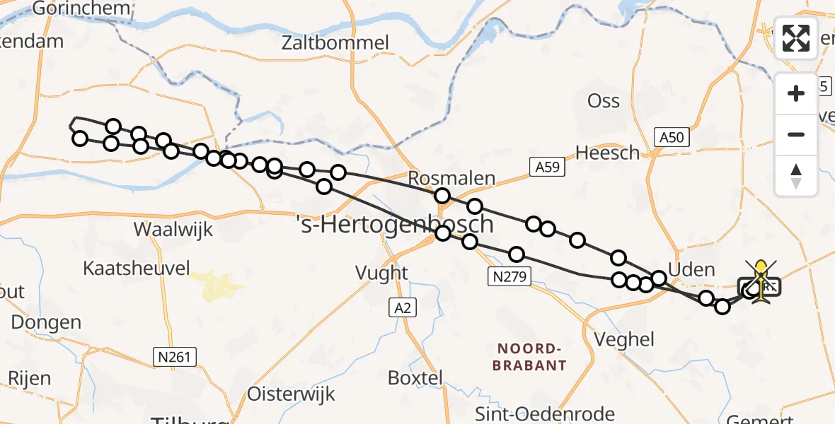 Routekaart van de vlucht: Lifeliner 3 naar Vliegbasis Volkel, Oosterensepad