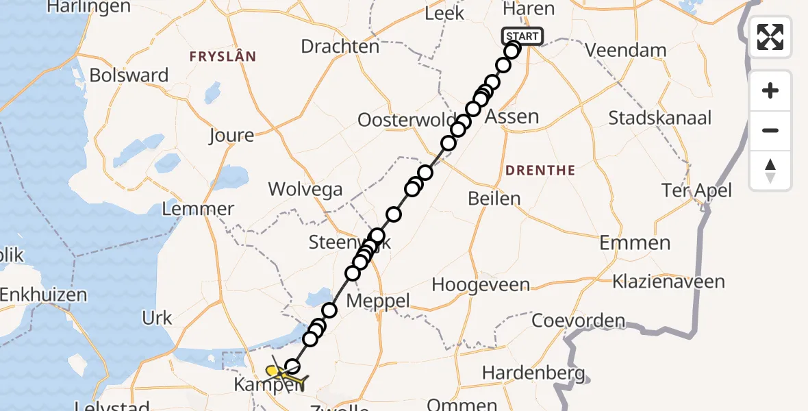 Routekaart van de vlucht: Lifeliner 4 naar IJsselmuiden, Machlaan