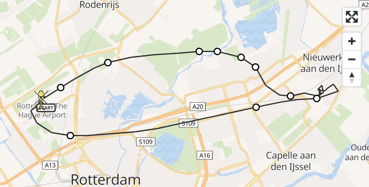 Routekaart van de vlucht: Lifeliner 2 naar Rotterdam The Hague Airport, Ypenburgstraat