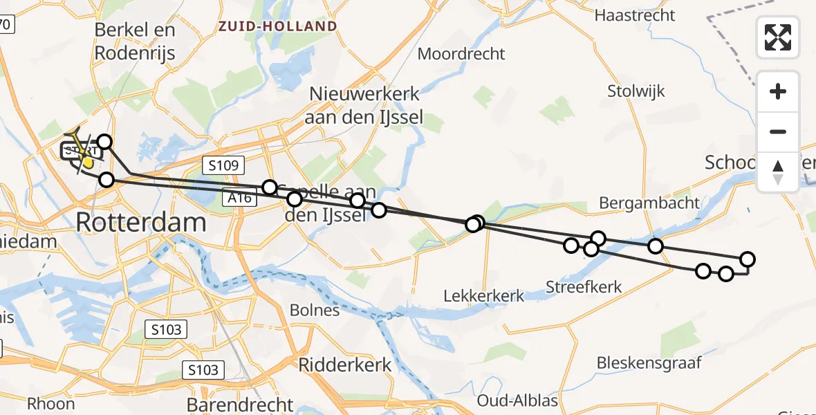Routekaart van de vlucht: Lifeliner 2 naar Rotterdam The Hague Airport, Ypenburgstraat
