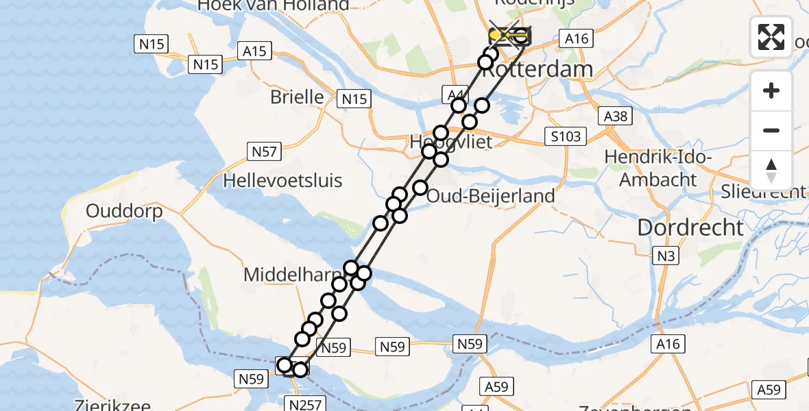Routekaart van de vlucht: Lifeliner 2 naar Rotterdam The Hague Airport, Brandenburgbaan