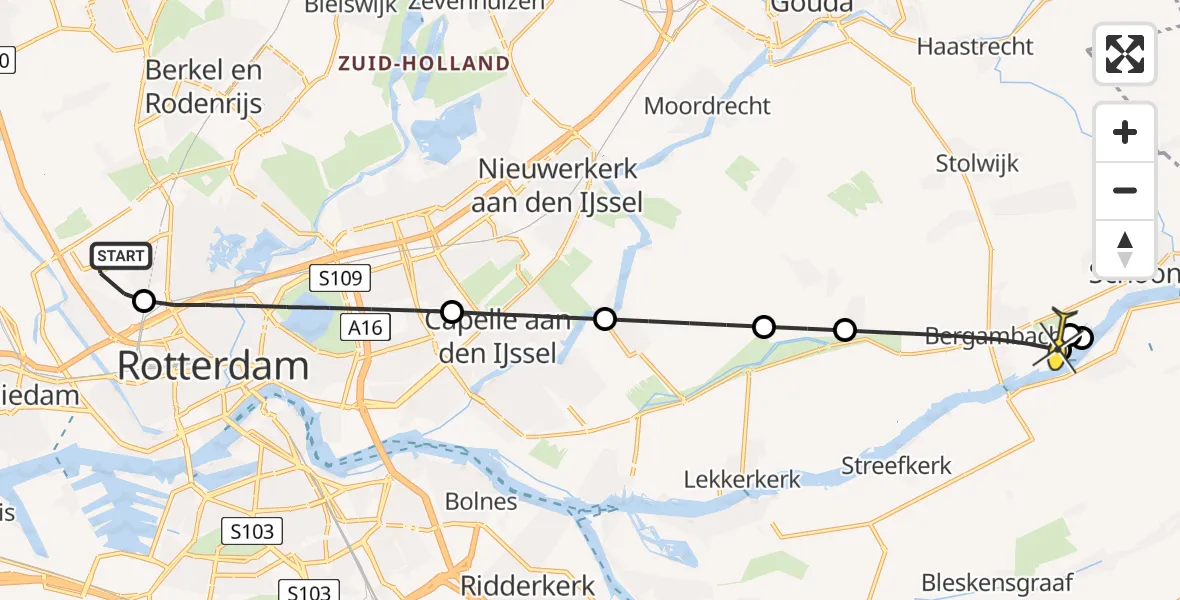 Routekaart van de vlucht: Lifeliner 2 naar Ammerstol, Tegelplaats