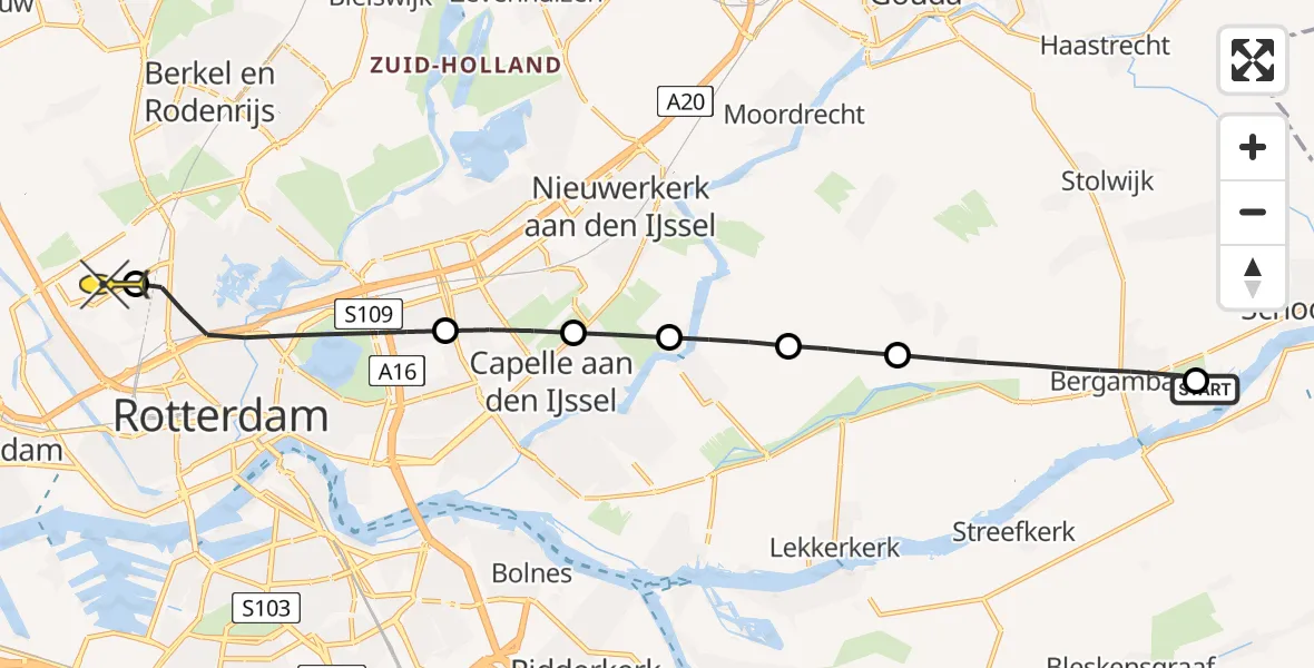 Routekaart van de vlucht: Lifeliner 2 naar Rotterdam The Hague Airport, Nijverheidstraat