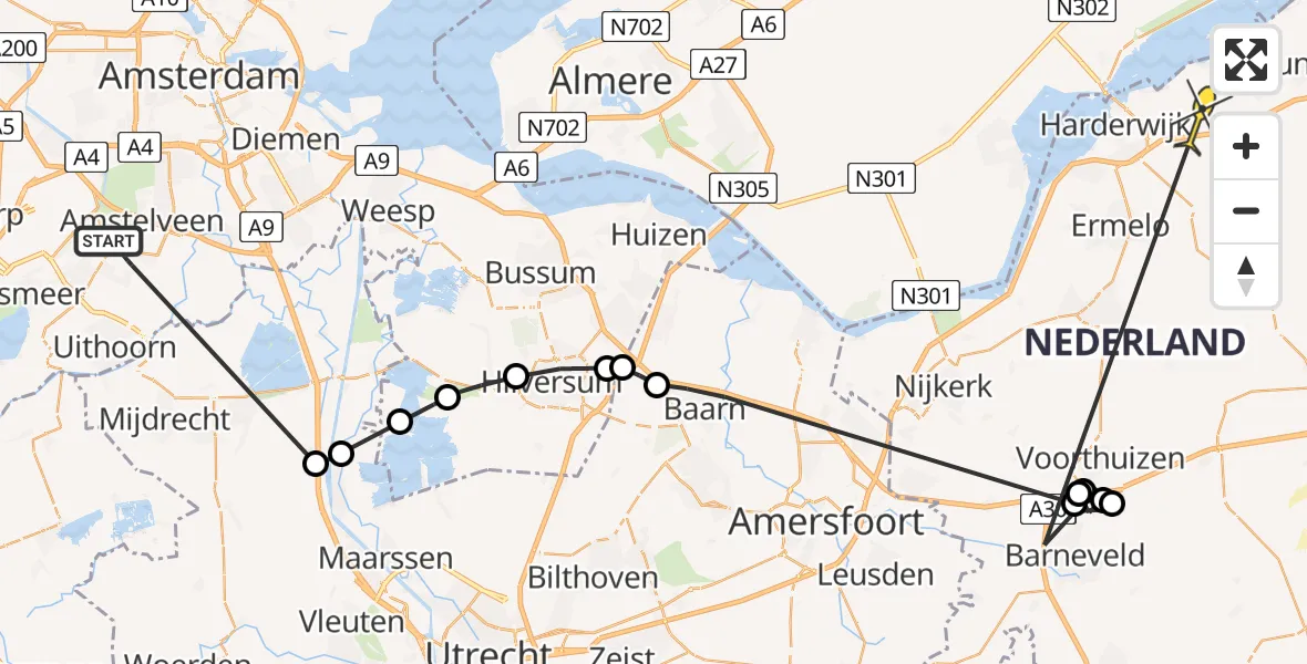 Routekaart van de vlucht: Politieheli naar Hierden, Smederij