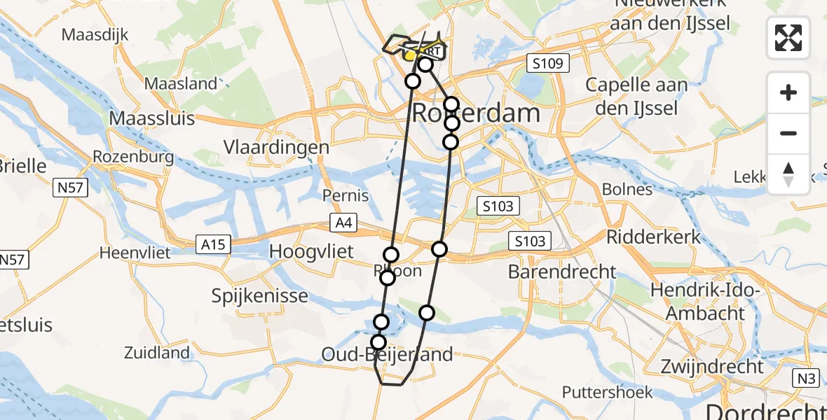 Routekaart van de vlucht: Lifeliner 2 naar Rotterdam The Hague Airport, Deelenpad