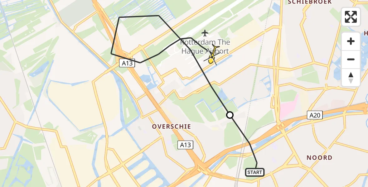 Routekaart van de vlucht: Lifeliner 2 naar Rotterdam The Hague Airport, Terletweg
