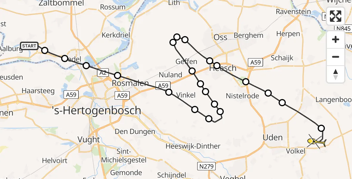Routekaart van de vlucht: Lifeliner 3 naar Vliegbasis Volkel, Weigraaf