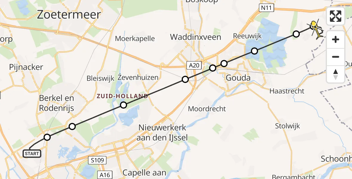 Routekaart van de vlucht: Lifeliner 2 naar Waarder, Doenkadepad