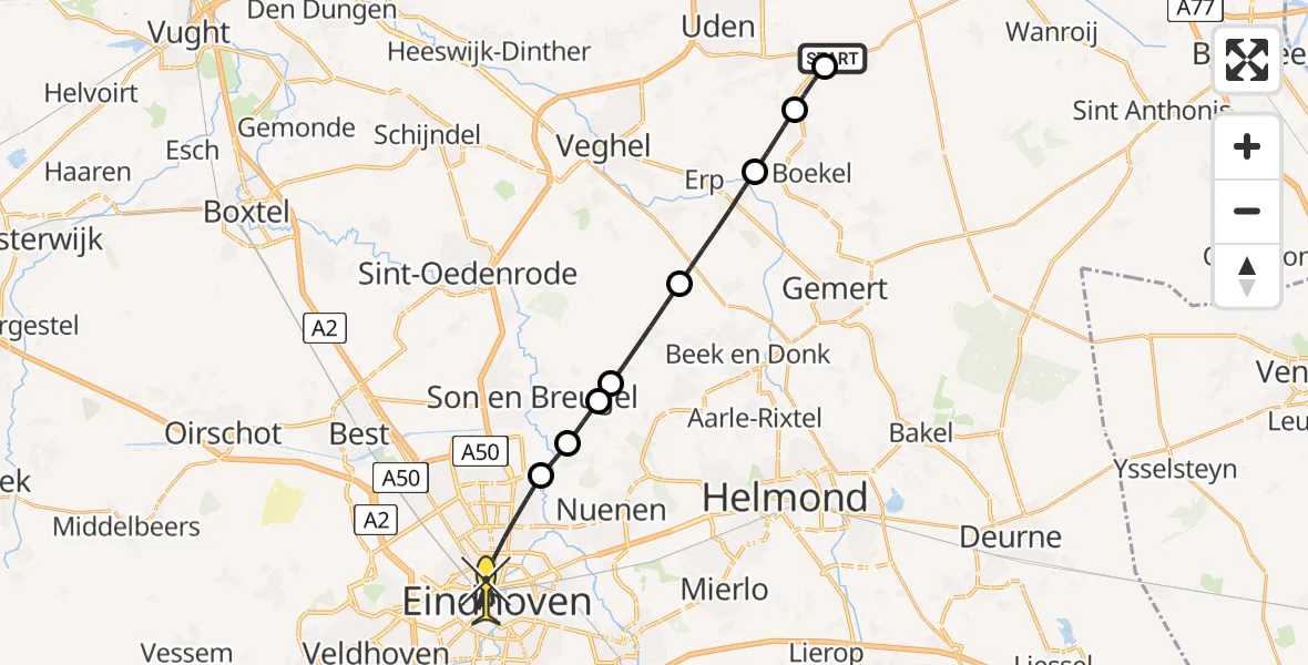 Routekaart van de vlucht: Lifeliner 3 naar Eindhoven, Luttelweg