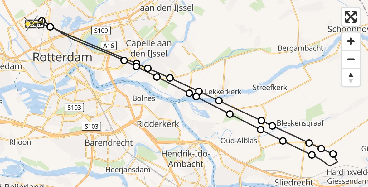 Routekaart van de vlucht: Lifeliner 2 naar Rotterdam The Hague Airport, Ada Lovelacestraat