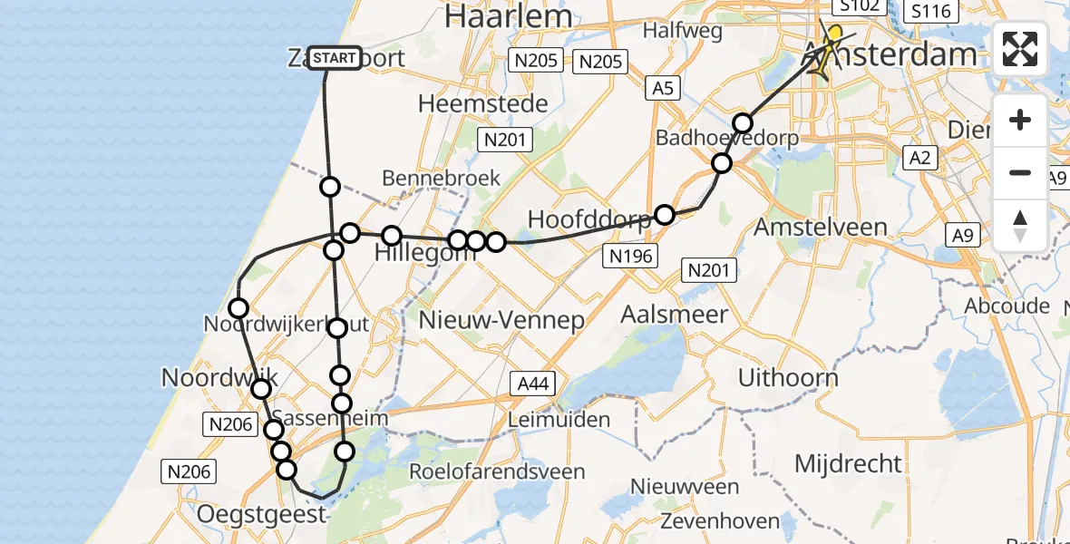 Routekaart van de vlucht: Traumaheli naar Amsterdam, Strandafgang Paulus Loot