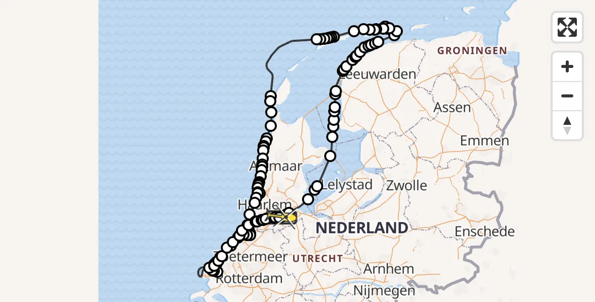 Vluchtroute Politiehelikopter van Schiphol naar Schiphol