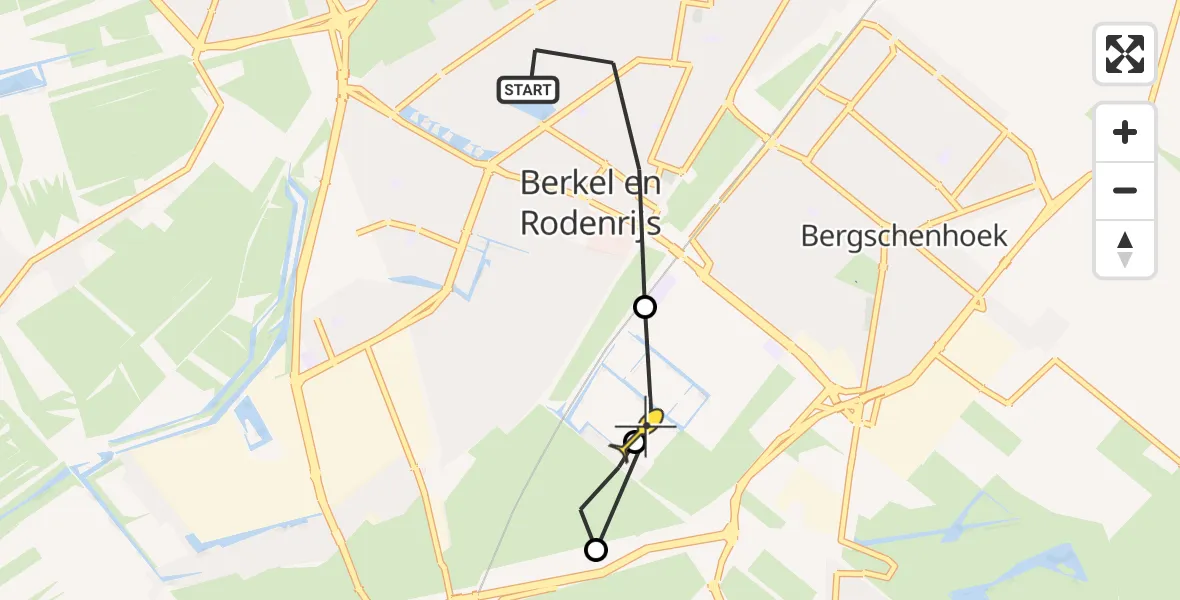 Routekaart van de vlucht: Lifeliner 2 naar Bergschenhoek, Kerksingel