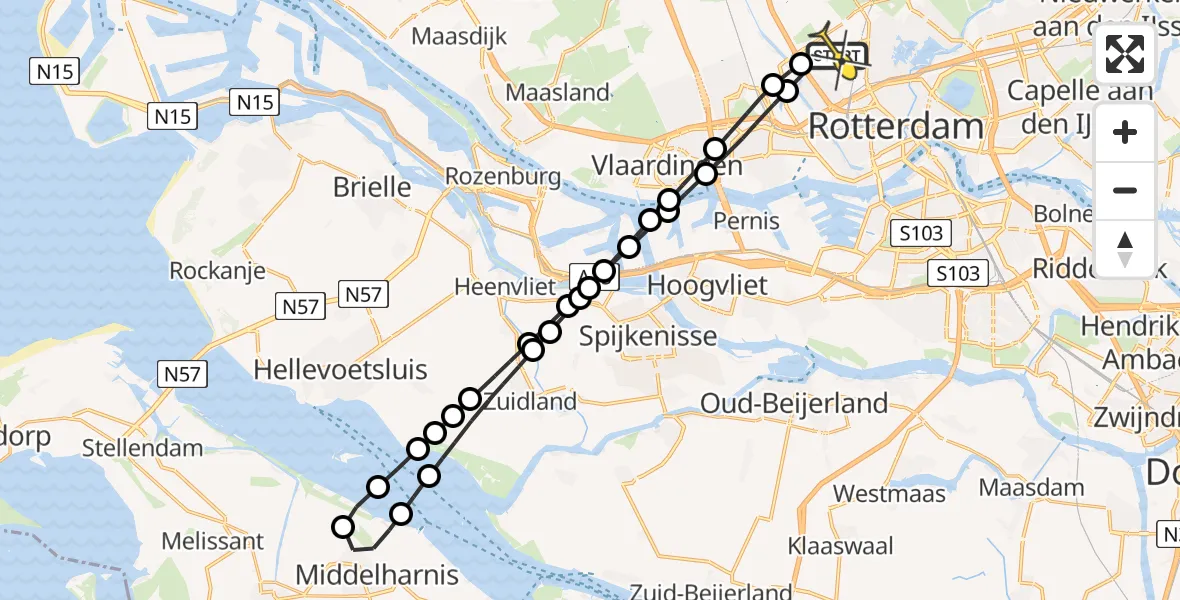 Routekaart van de vlucht: Lifeliner 2 naar Rotterdam The Hague Airport, Vliegveldweg